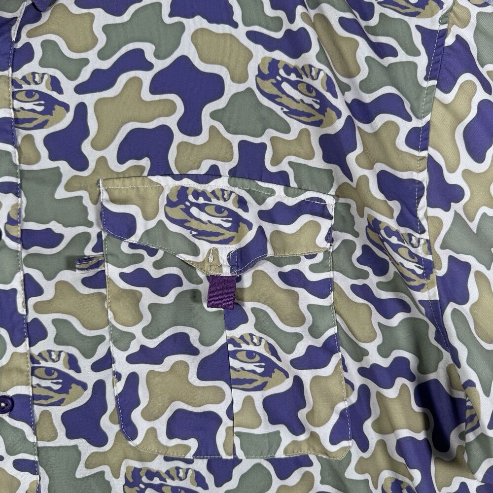 Amigo Provisions Company Shirt Mens Size 3XL Green Camo LSU Tiger Eye Vented - Picture 4 of 15